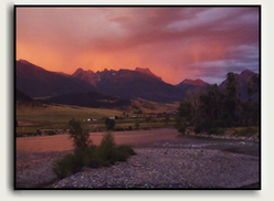 Summer sunset on the Yellowstone River in late summer.